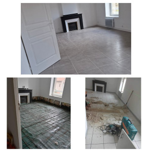 Photo de galerie - Depose d'un sol coulage d'une dalle et finition d'un carrelage 