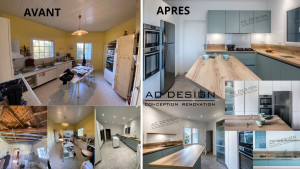 Photo de galerie - Rénovation totale cuisine travaux - mobilier et electroménagers