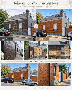 Photo de galerie - Rénovation de bardage décapage ajustage saturation.