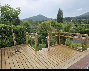 Photo de galerie - Peinture spéciale sur terrasse en bois. 