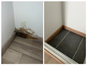 Photo de galerie - Réparation suite dégât des eaux : enduit / peinture / parquet / carrelage