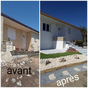 Photo de galerie - Peinture façade création de jardin terrasse