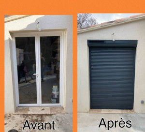 Photo de galerie - Pose complète de volet roulant électrique avec motorisation intégrée, comprenant l’installation du tablier, de l’axe motorisé, des coulisses et les réglages nécessaires pour assurer un fonctionnement fluide, silencieux et sécurisé.