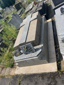 Photo de galerie - Nettoyage de tombe avec démoussage et peinture à l’or 