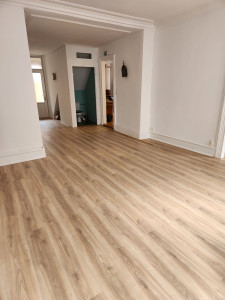 Photo de galerie - Pose de parquet et mise en peinture des murs et boiseries