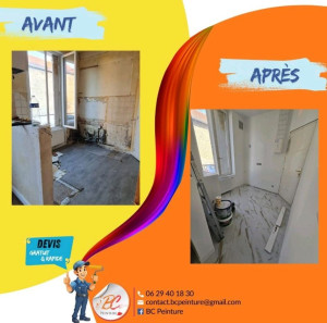 Photo de galerie - Rénovation d'une cuisine :
- Retirer les anciens meubles
- Isoler, faire les bandes, enduire, poncer, peindre !

 Soigneusement et minutieusement 

La cuisine est prête à être meubler
