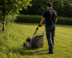 Photo de galerie - Tonte et entretien de pelouse chez  particulier ou professionnel . 
Travail soigné avec finition propre et évacuation des déchets verts si nécessaire.