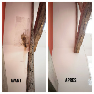 Photo de galerie - Remise en état d'un plafond après un dégât des eaux 