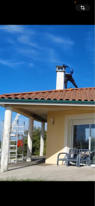 Photo de galerie - Rallongement chemine bosson avec tuyau chapeau et crépi 