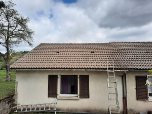 Photo de galerie - Demoussage , traitement de la toiture avant et après