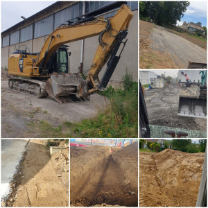 Photo de galerie - Curage 
tranché 
fondations 
talutage 
démolition 
assainissement 
chargement 