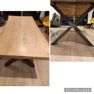 Photo de galerie - Création d une table Chêne massif avec pieds acier 