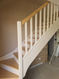 Photo de galerie - Peinture escalier en gardant  marche couleur bois brut