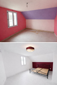 Photo de galerie - Réfection total de la chambre, ratissage complet, peinture mur et plafond 