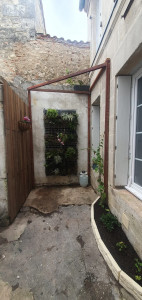 Photo de galerie - APRÈS 
Réalisation d'un mur végétal semi-autonome
,bardage bois et pergola végétale ( plante grimpante en parasol) 