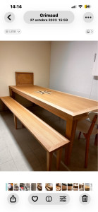 Photo de galerie - Fabrication table et banc intérieur 