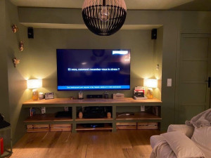 Photo de galerie - Crétion meuble télé en placo et bois 