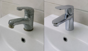 Photo de galerie - Remplacement d’un robinet de lavabo – Avant / Après
Dépose de l’ancien robinet présentant une fuite, remplacement par un mitigeur neuf, raccordement et contrôle de l’étanchéité.