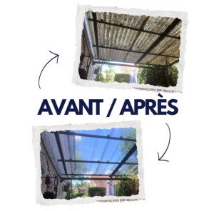 Photo de galerie - Remplacement de la toiture d’un auvent en plexi