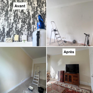 Photo de galerie - Retrait du papier peint, ratissage et peinture