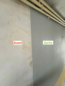 Photo de galerie - Pose de papier peint pour la remise en état des parties communes d’un immeuble