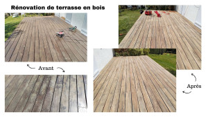 Photo de galerie - Ponçage d'une terrasse en bois.
