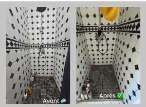 Photo de galerie - Avant/apres d’une salle d’une douche 
