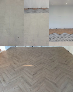 Photo de galerie - Pose de parquet en bâton rompu dans une extension 