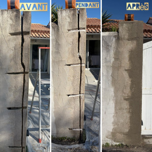 Photo de galerie - Reprise de fissure sur pilier. 