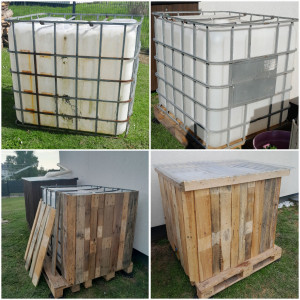 Photo de galerie - Réalisation en palette EU. 
Toit en tasseaux et pvc.