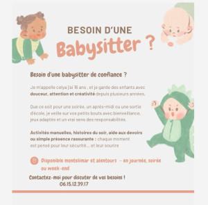 Photo de galerie - Bonjour je vous propose mes service pour garde d’enfants toute âge merci 