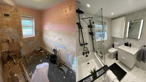 Photo de galerie - Rénovation de sale de bain complète travaux maçonnerie 