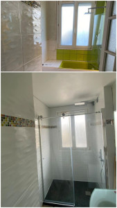 Photo de galerie - Création d’une douche complète à la place d’une baignoire sabot