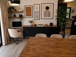 Photo de galerie - Conception d’un bureau en enfilade d’un buffet pour optimiser l’espace 