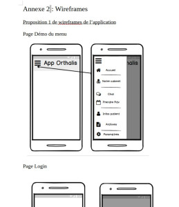 Photo de galerie - Wirefrme de l'application orthalis pooject.