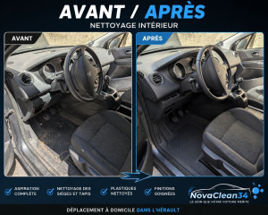 Photo de galerie - 

**✨ Avant / Après – Nettoyage intérieur automobile ?**
Offrez une seconde jeunesse à votre véhicule ! Aspiration complète, nettoyage des plastiques, sièges, tapis et moquettes pour un intérieur