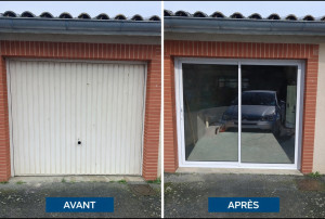 Photo de galerie - Remplacement d’une Porte de Garage par une Bai Vitrée