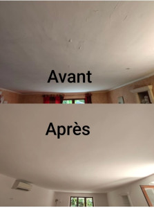 Photo de galerie - Préparation d'un plafond puis ratissage complet d'une finition mat en peinture