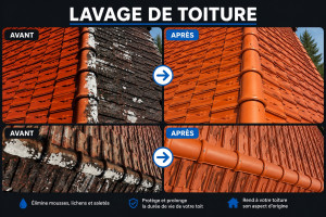 Photo de galerie - Lavage toiture hydrofuge 