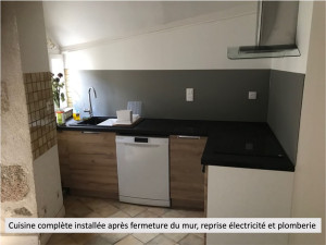 Photo de galerie - Aménagement d'une cuisine (reprise cloison, électricité, plomberie, installation cuisine équipée)