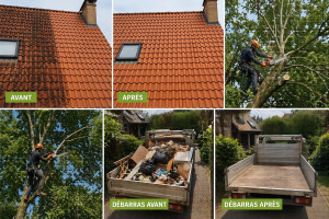 Photo de galerie - ? Avant / Après – Travail propre et rapide  ✅ Nettoyage de toiture ? Élagage sécurisé ? Débarras complet  Résultats visibles immédiatement ✔️ Intervention rapide – Travail soigné – Disponible 7j/7