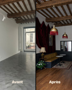 Photo de galerie - Aménagement complet d'un local commercial (parquet ,peinture , moulures, déco etc ...)