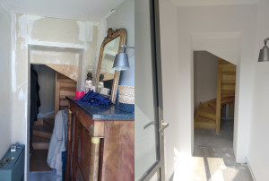 Photo de galerie - Rénovation d'une entrée; Bandes, enduit et peinture.