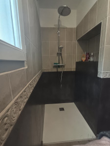 Photo de galerie - Après rénovation .béton ciré plus création niche etc