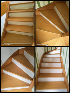 Photo de galerie - Rénovation d'un escalier 
vitrificateur marche peinture contre marche 