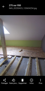 Photo de galerie - Création comble en plaques de 
 plâtre avec mise en place lambourdes et sol Osb