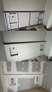 Photo de galerie - Réalisation d’une tête de lit en placo à la demande du client. 