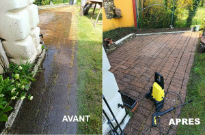 Photo de galerie - Nettoyage de terrasse en pavé 