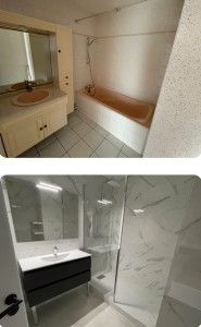 Photo de galerie - Rénovation d’une salle de bain avant/après
