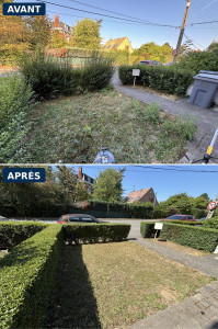 Photo de galerie - Taille de haie avant de maison 